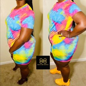 Tie Dye Biker Short Set